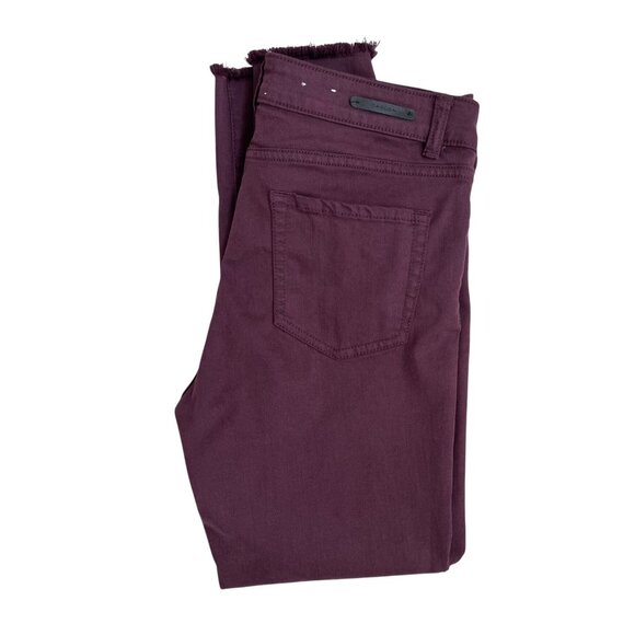 Caslon Burgundy Wine Skinny Jeans Size 29 Ankle Raw Hem Stretch Denim - Picture 7 of 12